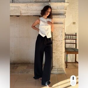 Aritzia Wilfred Lodge Pants Crepette Wide Leg Trouser.  Sz Med-Short.